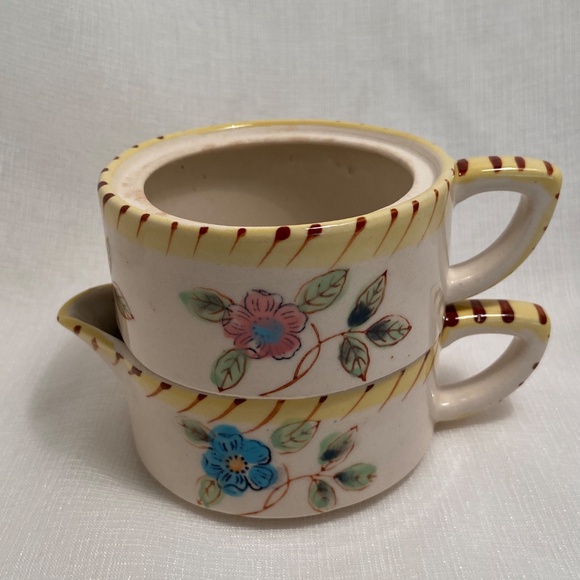Vintage Stacking Cream and Sugar with Floral Pattern - Picture 4 of 9